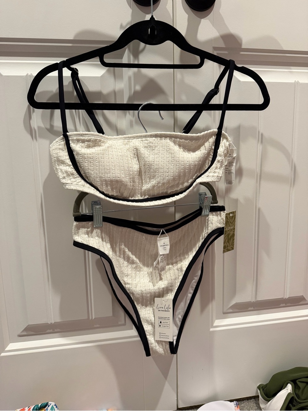 NWT White Bikini with Black Trim